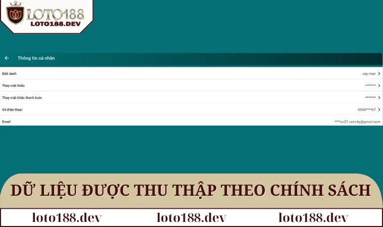 Chính sách bảo mật LOTO188 2 Dữ liệu được thu thập theo chính sách bảo mật LOTO188